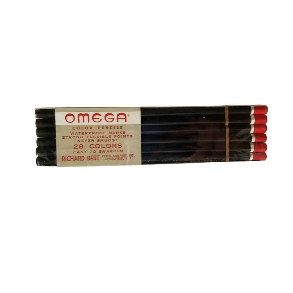 Vintage Omega Color Pencils Number 801 Red Made in USA Art Supplies Artist